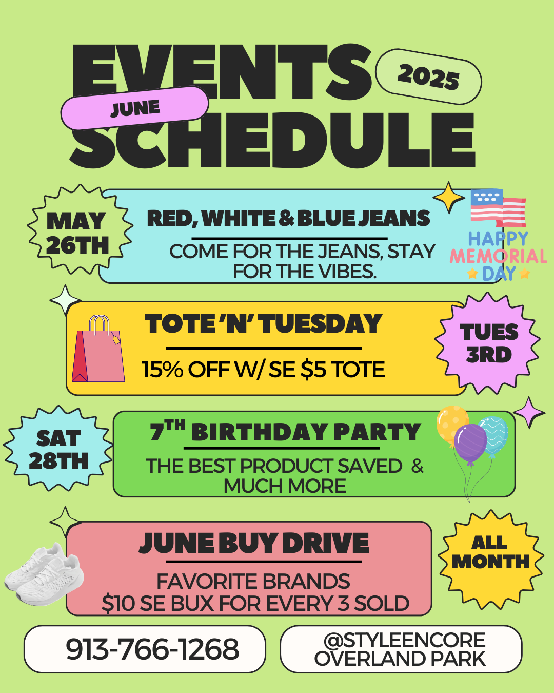 Schedule of Events for June '25